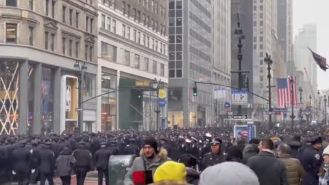 Amazing Sea of Blue on 5th Ave, NYC, to honor slain officer, Jason Rivera.