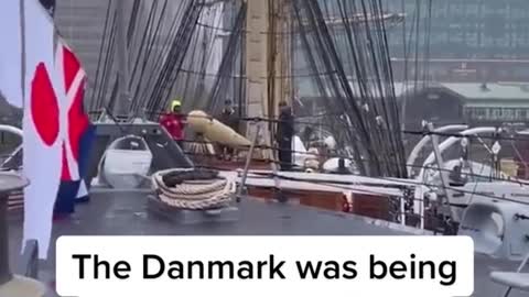 The Danmark, a Danish ship, collided with the U.S. Navy's USS Minn...