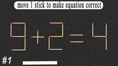 Move 1 matchstick to make the equation correct, Matchstick puzzle✔ #matches #mindtest #matchstick