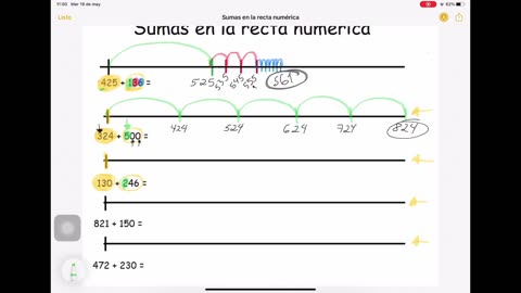 Sumas en la recta numérica. Matemáticas. Segundo grado. Pag. 167