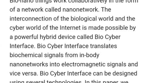 Internet of bio-nano things (IoBNT) is a novel communication paradigm where tiny, biocompatible and non-intrusive devices collect and sense biological signals from the environment and send them to data centers for processing through the internet.