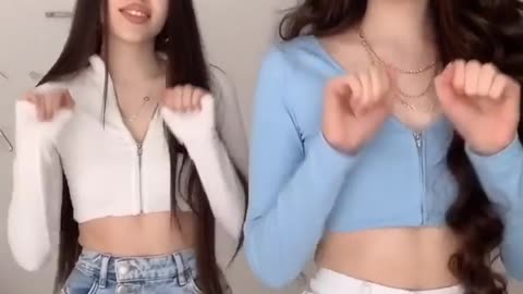 Twin beautiful sister girl dance