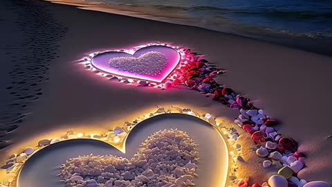 Beautiful Heart Lighting on beach