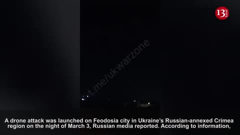 Video footage of Ukrainian drones attacking Crimea at night - Footage by residents