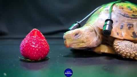 Turtle Tortoise Eating Strawberry ASMR MUKBANG