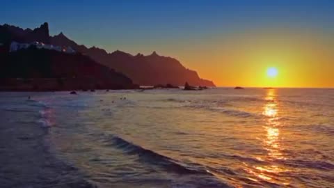 Sunset Waves Ocean Sea New Nature Beauty video