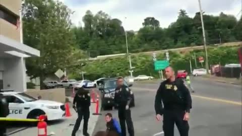 White Anti-ICE protesters in Portland Taunt Black ICE Officer