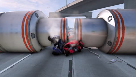 Car vs Big Bollards