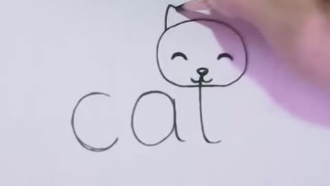 2 mins to turn Words Cat Into a Cartoon Cat step by step for a kid