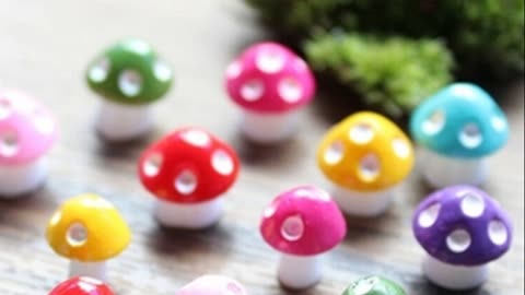 Mini 10 Pcs Mushroom Miniatures Set Fairy Garden Ornament Lawn Terrarium Decor