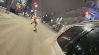 Snowboarding on City Streets