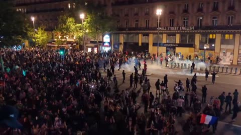 ⚡Antifa throwing projectiles at police as the Socialists/Commies win French election