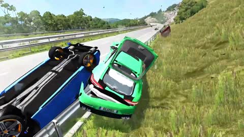 Luxury Sport Cars Insane Crashes Giant Deep Pit - BeamNG.drive