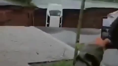 Suddenly car fell due to devastating land slide.