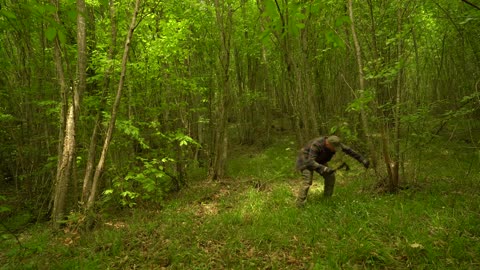 Building survival shelter in a forest camp food from natural herbs