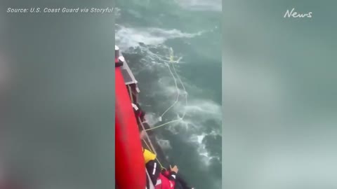 Dramatic rescue of four people from rough seas as Hurricane Ian approaches