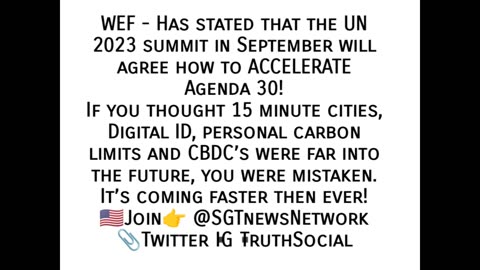 WEF to Accelerate Agenda 30!