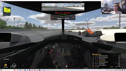 iRacing B Fixed IndyCar Series Oval from Indianapolis 7/22/24. Face Cam is Back.