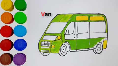 How to draw transport | Drawing and coloring a Van | Smart kids books