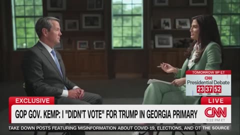 Brian Kemp reveals on CNN that he didn't vote for Trump in the Georgia primary