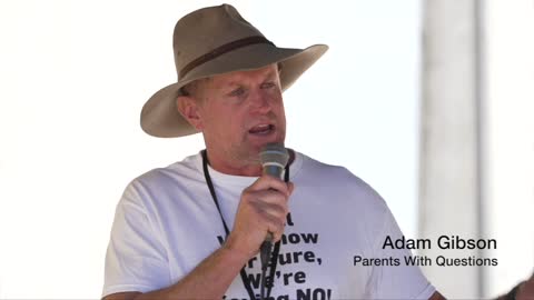 Adam Gibson talks at the Reclaim the Line Rally. 15th January, 2022