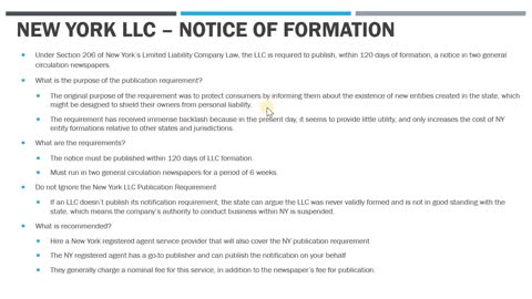 Publication Requirements for New York LLCs