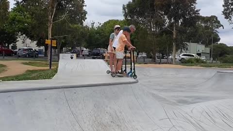 Grandpa Takes a Some Tumbles at Skate Park