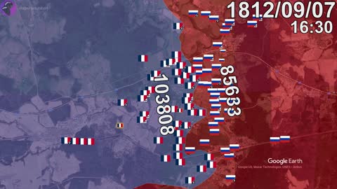 Battle of Borodino in 1 minute using Google Earth