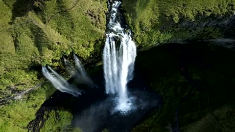 Waterfall in the mossy forest