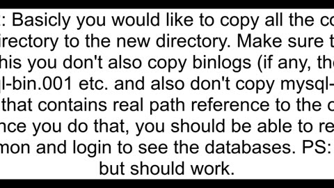 How do I move a MySQL database from one hard drive to another