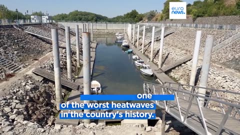 Danube River receding along its Romanian banks