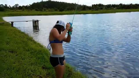 Funny Sexy Girl Hunting Fish