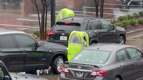 Chick-Fil-A Drive-Thru Employees Wear Special Rain Gear