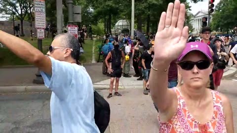 July 6 2019 DC 1.2 reporter Julio is blocked by antifa and supporters from entering the event 1