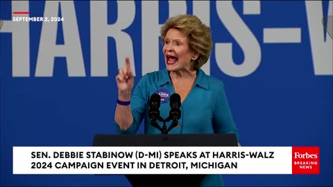 Debbie Stabenow Outlines What's At Stake For Voters During Harris-Walz Michigan Rally