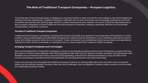 The Role of Traditional Transport Companies — Prospect Logistics