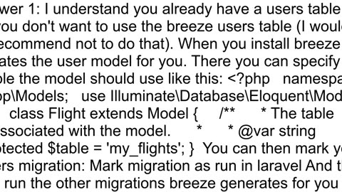 Laravel Migration Create model from a SINGLE table in database