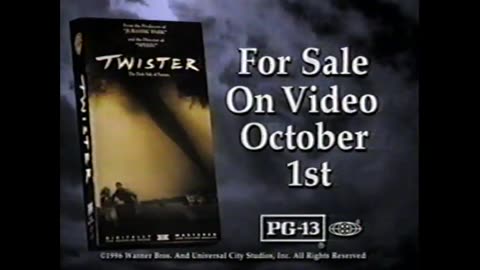 September 26, 1996 - 'Twister' Coming to Home Video October 1st