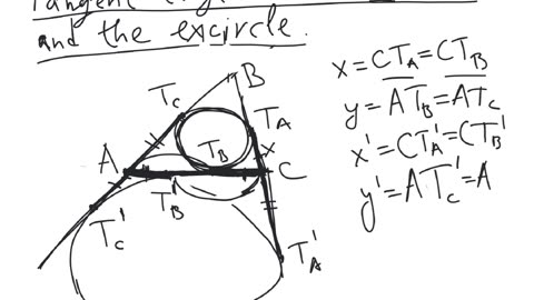 Tangent lengths to the incircle and the excircle | plane geometry | intermediate level