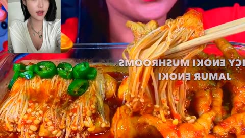 SPICY MEATBALL CHICKEN FEET ENOKI MASSIVE #eating #food #cooking #reels #trend #fyp #asmr (4)