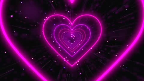 149. Beautiful💖💜Heart Background ✨Neon Lights Love Heart Tunnel Loop