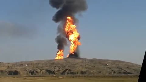 Mud volcano in Baku on fire