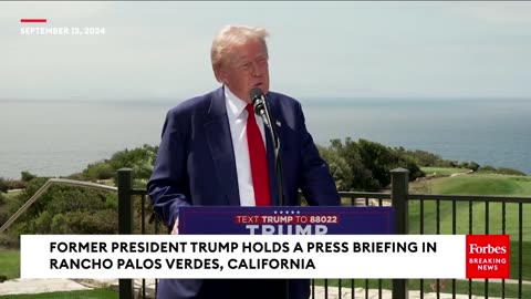 Trump Takes Questions from Reporters in Rancho Palos Verdes, California.