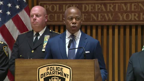 Mayor Eric Adams Makes Public Safety-Related Announcement with NYPD Commissioner Sewell