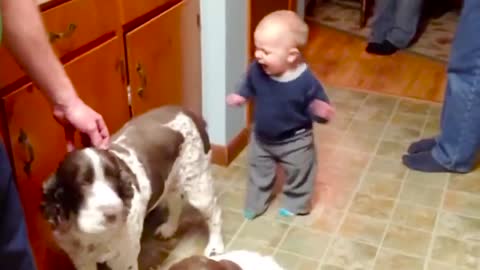 Cute Baby Playing With Dog Compilation