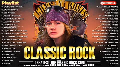 ACDC, Queen, Bon Jovi, Scorpions, Aerosmith, Nirvana, Guns N Roses - Classic Rock Songs 70s 80s 90s