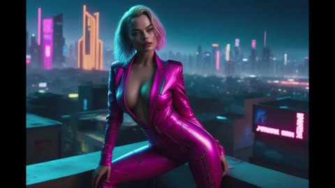 Margot Robbie as Cyberpunk 2077 character Ai Generated