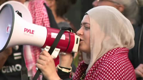 Netanyahu visit to DC Palestinian support protest against him on his arrival