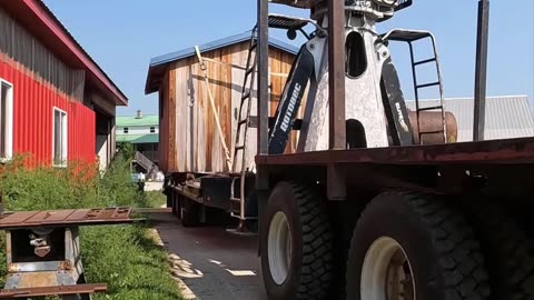 Scenes from "Moving a chicken shed"