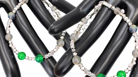 GN-20240927-03 Real natural chrysoprase labradorite bead faceted S925 silver bead bracelet fashion